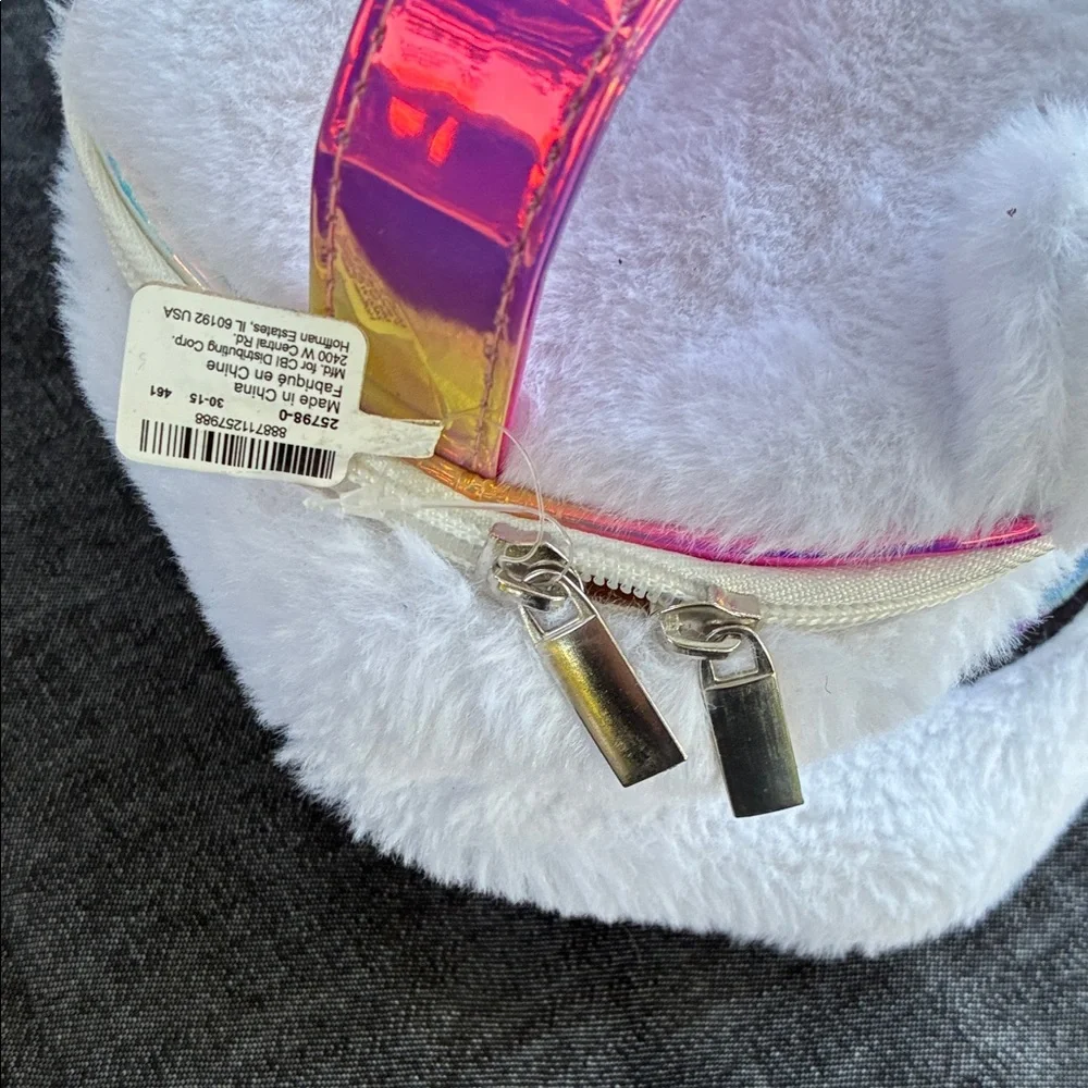 Kids Plush Unicorn Handle Bag - White